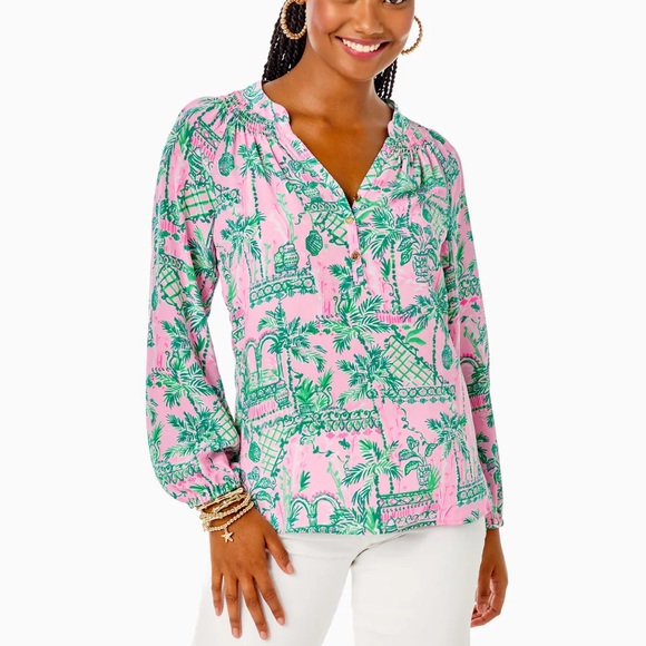 NEW Lilly Pulitzer Elsa Silk Top - Mandevilla Baby Always Worth It